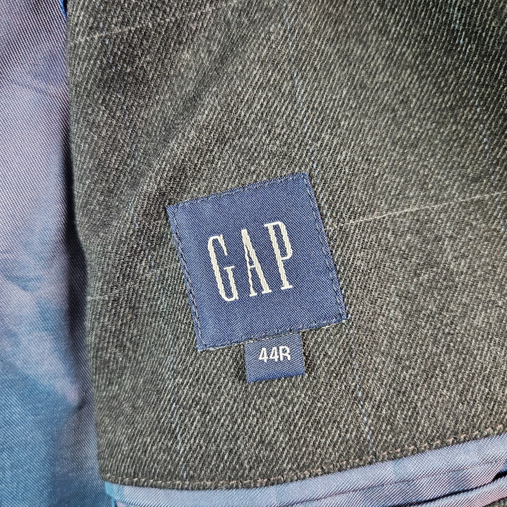 Gap Blazer Sport Coat Jacket Men 44R 98% Wool Gray Plaid - Picture 11 of 16